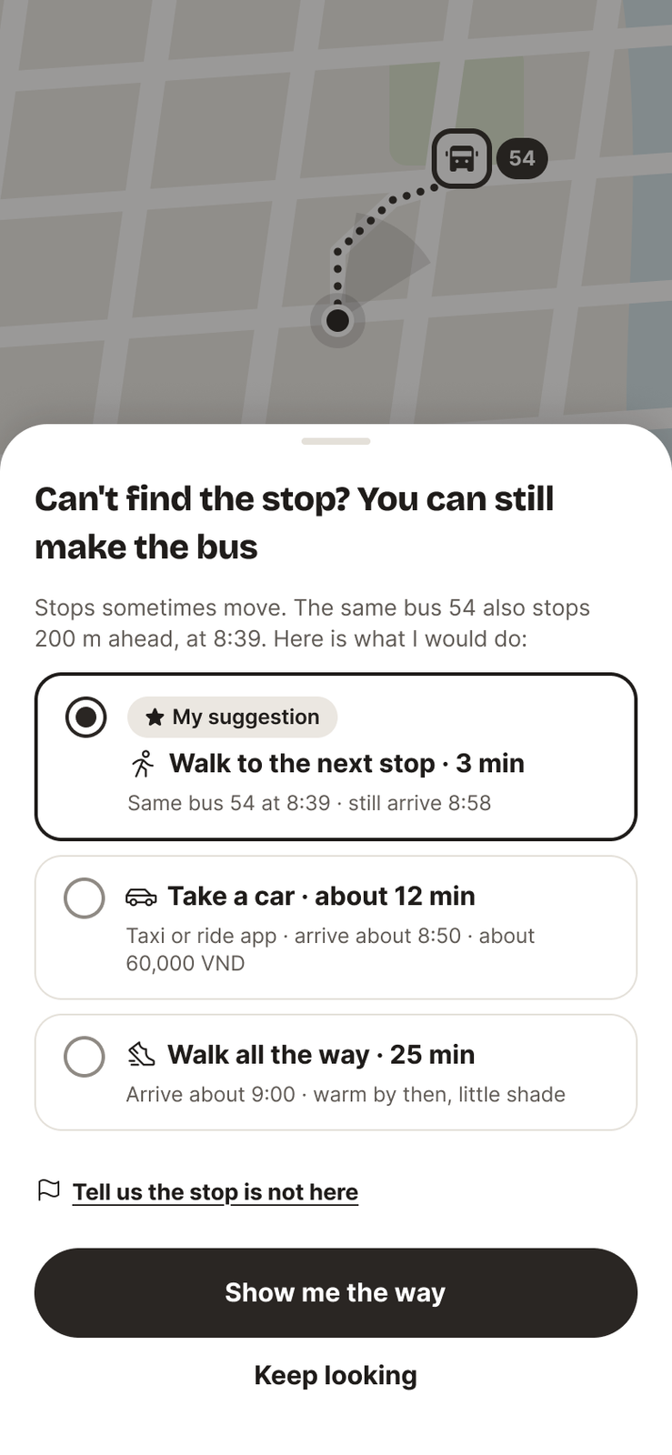 Can't find the stop: a map to the stop and two other ways to get there